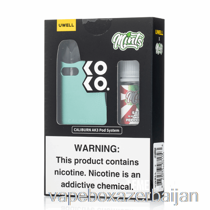 E-Juice Vape UWELL x DV Caliburn AK3 Kit + 50mg Nic Salt [CYAN] Mints - Peppermint